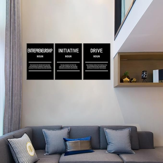 Inspirational Canvas Wall Art for Office Entrepreneurship Initiative Drive 3 Panel Motivational Leadership Print Poster Painting Modern Inspiring Artwork for Home Living Room Wall Decor[36''Wx 16''H]