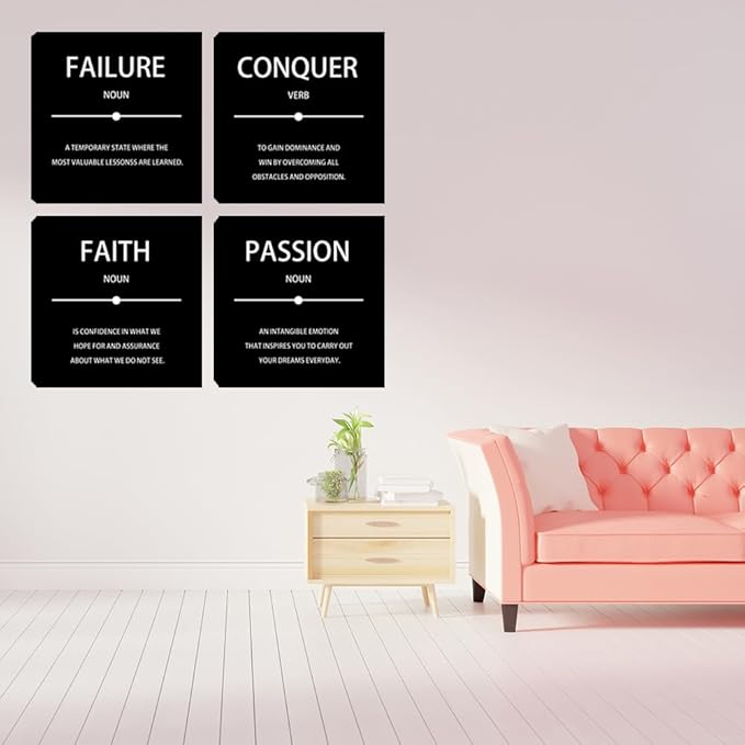Motivational Canvas Wall Art Picture for Bedroom Home Wall Decorations for Living Room Inspirational Office Wall Decor Black Wall Painting Canvas Framed Home Wall Decor 12"x12"x4