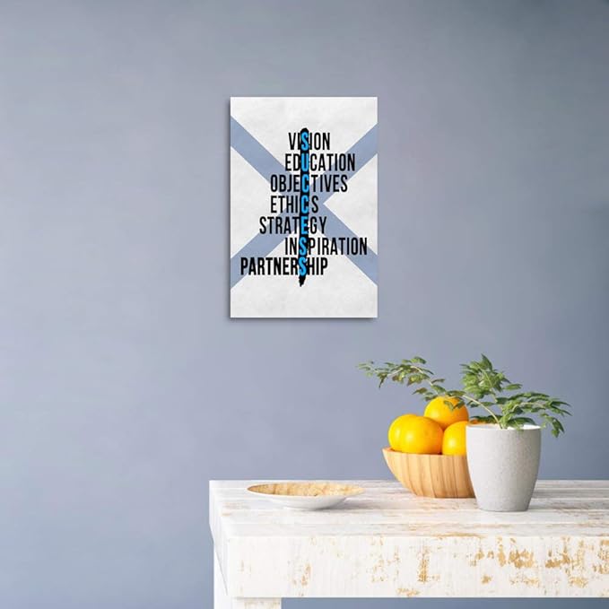 Inspirational Canvas Wall Art Motivational Painting Positive Entrepreneur Quotes Posters SUCCESS Picture Art Prints Artwork Office Decor for Home Bathroom Bedroom Ready to Hang-12”Wx16”H