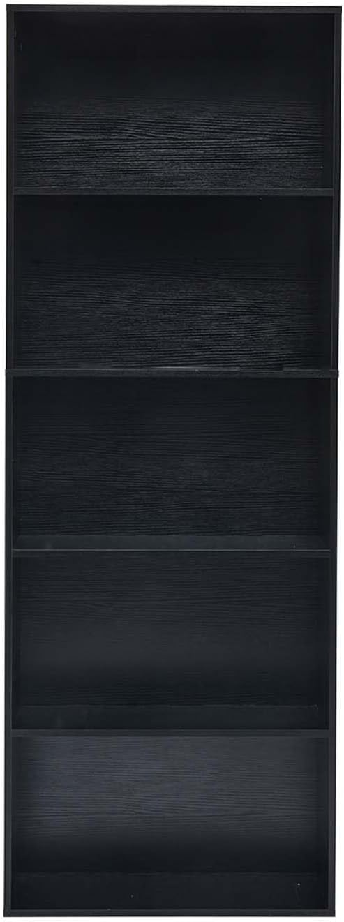 Tall Bookshelves with Cabinet, Office Storage Cabinets and Bookshelf, 5-Tier Wooden Bookcase with Storage, Floor Standing Display Cabinet Shelves for Living Room, Home Office, Black