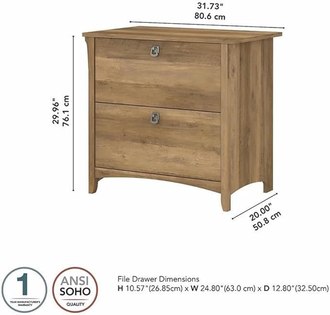 Scranton & Co Salinas 2 Drawer Lateral File Cabinet, Reclaimed Pine Finish, 31.73"W x 20"D x 29.96"H, Engineered Wood Construction, Mission Style Home Office Storage for Letter, Legal and A4 Documents