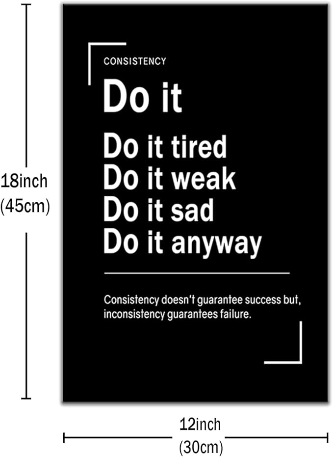 Inspirational Canvas Wall Art Do It Motivational Quotes Home Decor Poster Print Black and White Positive Picture Painting Artwork for Modern Bedroom Bathroom Gym Stretched and Framed [12''Wx18''H]