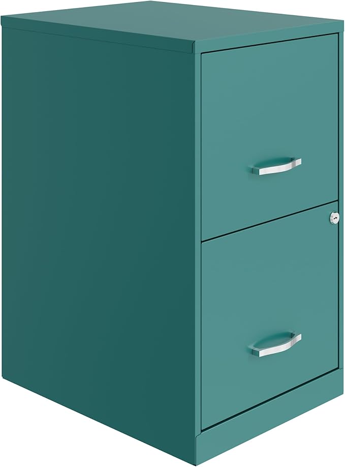Hirsh Industries Space Solutions 18in 2 Drawer Metal File Cabinet Teal, Letter Size, Fully Assembled