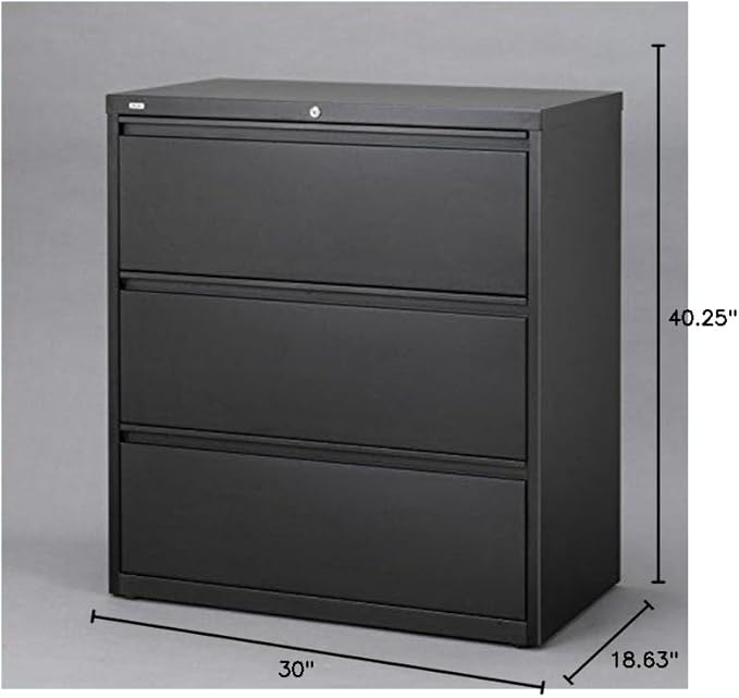 3 Drawer Lateral File Cabinet in Black