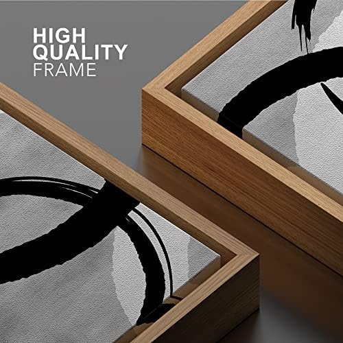 SIGNWIN Framed Canvas Print Wall Art Black Gray White Ring Circle Pattern Abstract Shapes Illustrations Modern Art Minimal Relax/Calm Multicolor for Living Room, Bedroom, Office - 24"x36" Natural