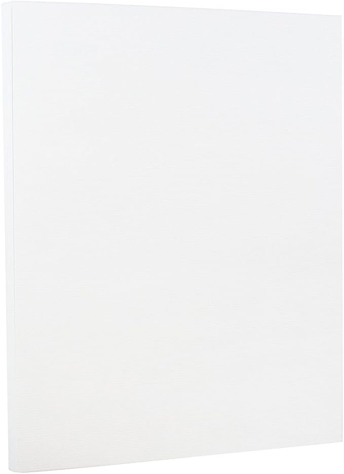 JAM PAPER Strathmore 80lb Cardstock - 8.5 x 11 Coverstock - 237 gsm - Bright White Laid - 50 Sheets/Pack