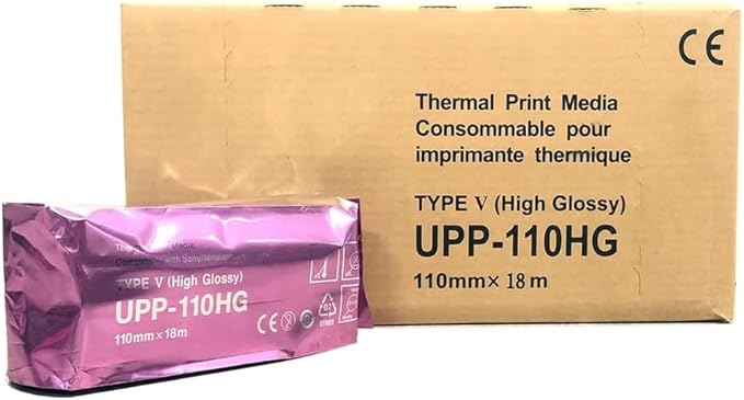 UPP110HG High Gloss Video Ultrasound Printer Paper Type V Black and White Thermal Film Compatible for Sony UPP-110HG 110mm x 18m (10 Rolls)
