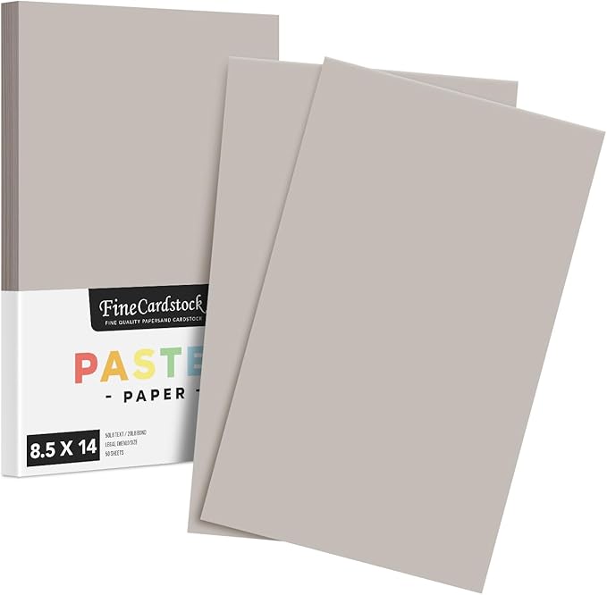 Gray Pastel Colored Paper - Perfect for Documents, Invitations, Posters, Flyers, Menus, Arts and Crafts | 8.5" x 14" (Legal Size) | Regular 20lb Bond (75gsm) Paper - Smooth Finish | 50 Sheets