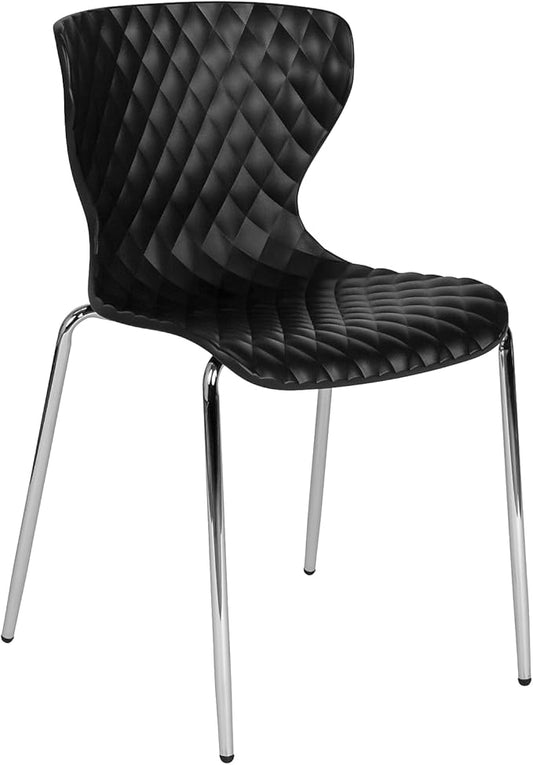 Flash Furniture Lowell Contemporary Design Black Plastic Stack Chair