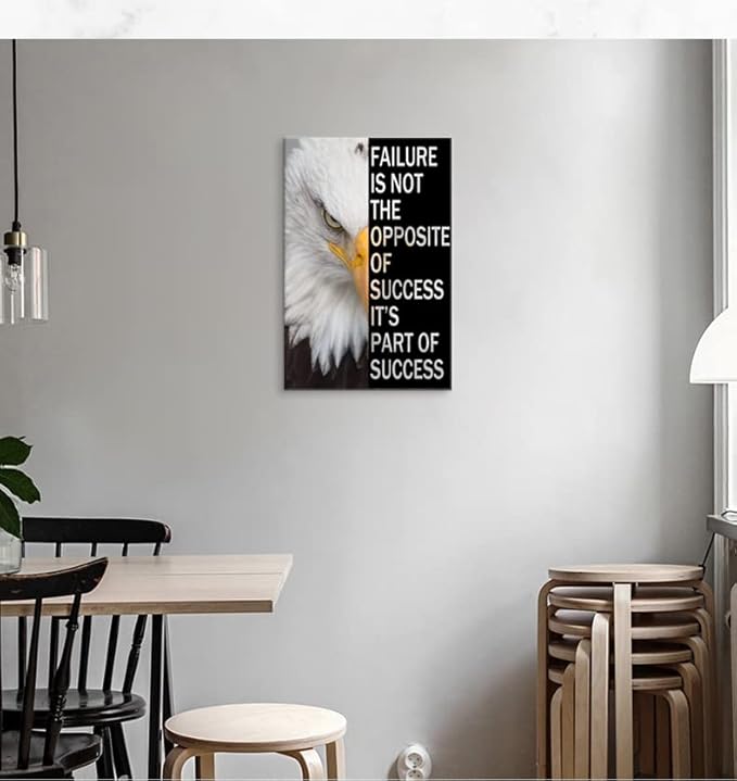 Inspirational Canvas Wall Art Motivational Animal Eagle Poster Inspiring Entrepreneur Positive Quote Success Picture Print Artwork Living Room Home Office Decor Frame Ready to Hang[12''W X 18''H]