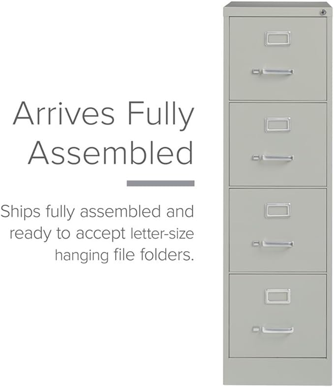 Pemberly Row Set of 6 4-Drawer Letter Width Vertical File Cabinet in Light Gray