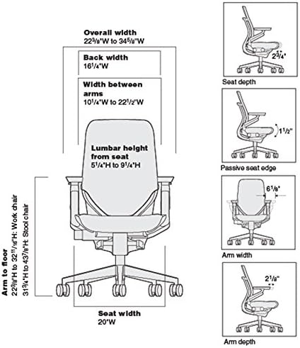 Steelcase Gesture Office Chair - Vineyard Leather, Low Seat Height, Shell Back, Light on Light Frame, Polished Aluminum Base, Lumbar Support