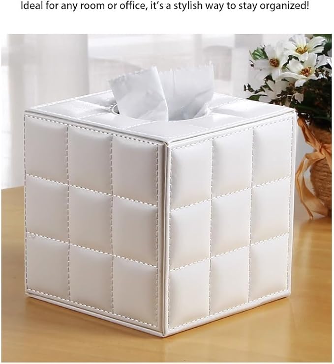 Stylish Tissue Box Leather Paper Roll Holder FashionTissue Organizer and Durable Tissue Box for Bathroom Vanity Desks Offices Bedroom Home Modern Tissue Box (Color : Black A) (Black)