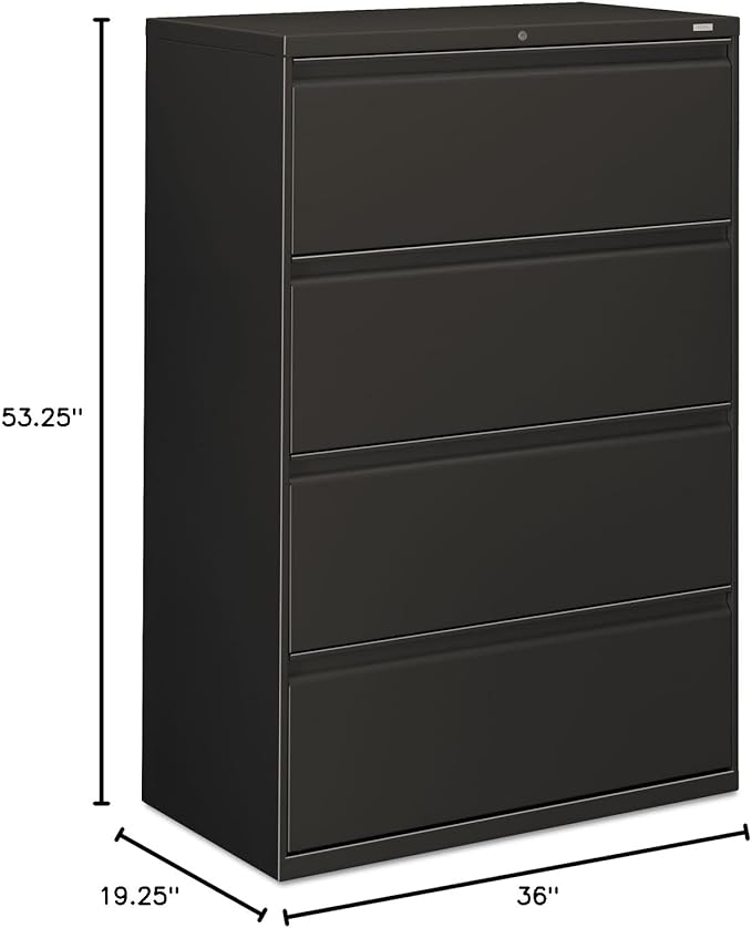HON 884LS 800 Series Four-Drawer Lateral File, 36w x 19-1/4d x 53-1/4h, Charcoal