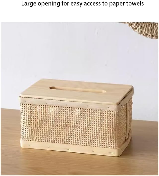 Stylish Tissue Box Rattan Tissue Box Fashion Tissue Organizer and Woven Tissue Box for Bathroom Vanity Desks Offices Bedroom Home Table Modern Tissue Box (Color : Beige, Size : B) (Beige B)