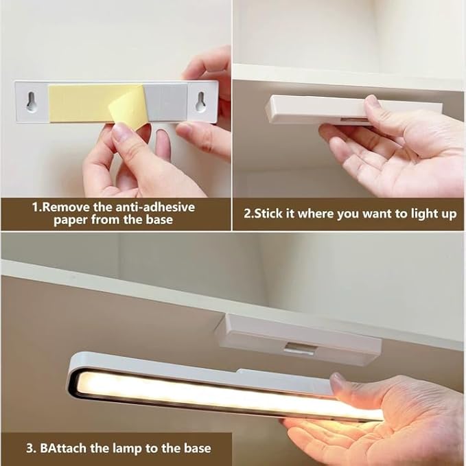 Desk Light Bar 16.5in Rechargeable LED Magnetic Light Bar with Remote Control, 3000K, 4500K, 6000K Color Temperature Battery Powered Under Cabinet Lighting for Desk, Home Office, Under Shelf