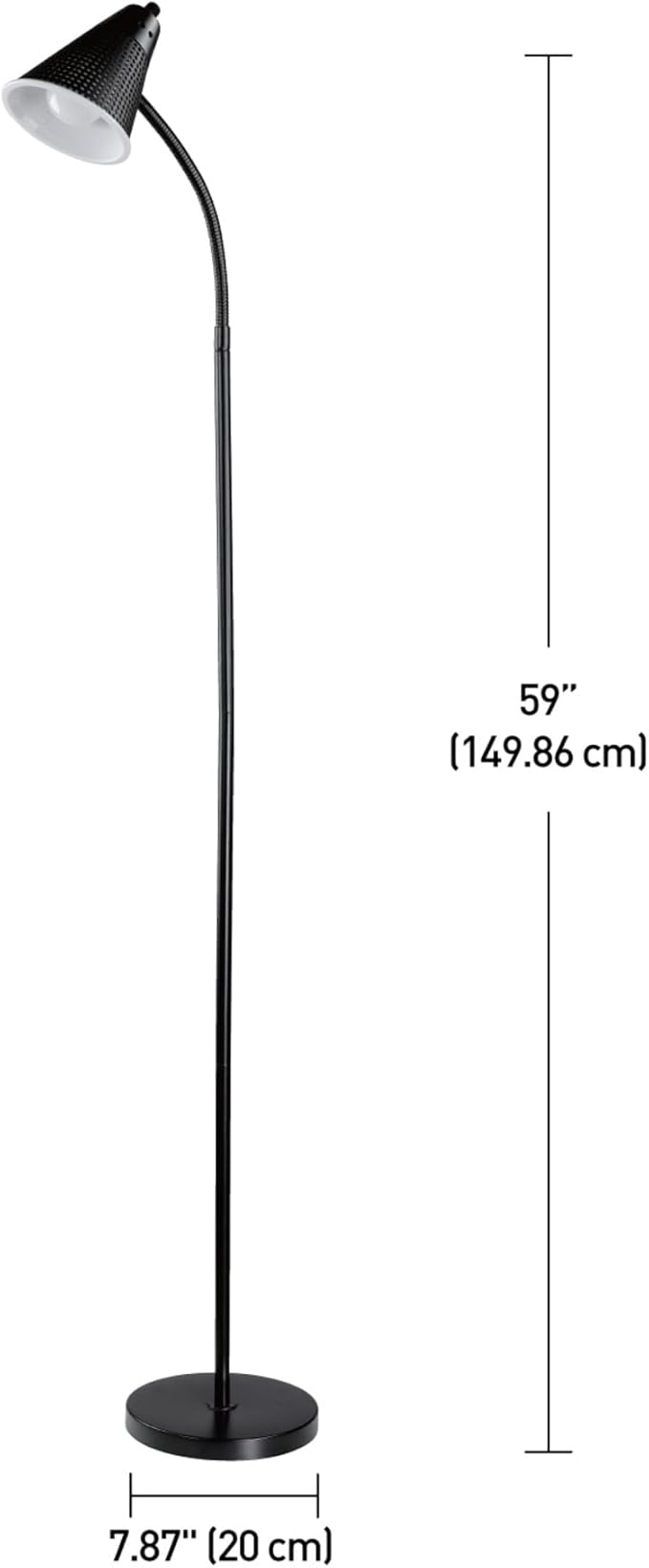 Globe Electric x Novogratz 12708 59" 1-Light LED Integrated Floor Lamp, Matte Black, Plastic Mesh Shade, E26 Bulb Included, Adjustable Spotlight, Modern Standing Light for Bedroom or Office