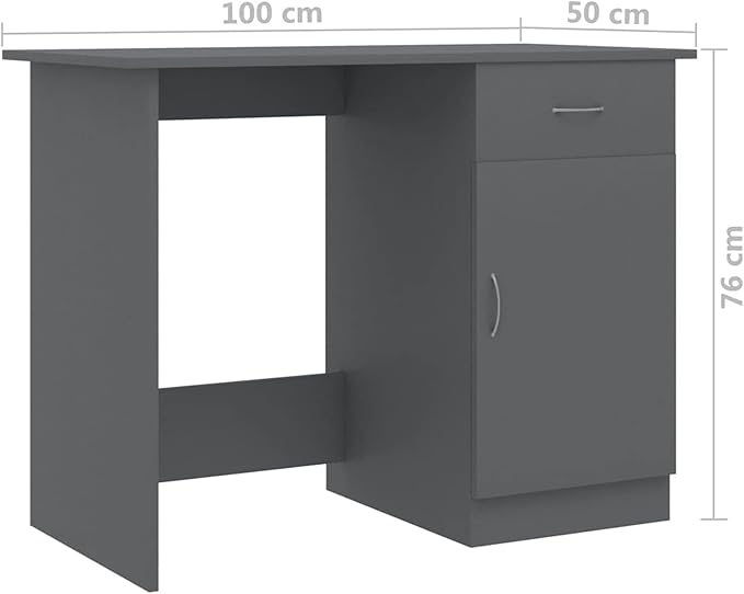 Bopdu Writing Desk Computer Desk Home Office, Writing Table Gamer Workstation Study Desk Gray 39.4"x19.7"x29.9" Engineered Wood