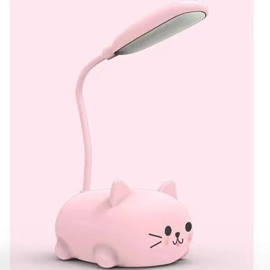 LED Desk Lamp for Kids, Cute Cat Lamp USB Rechargeable Reading Light,Portable LED Table Light, Flexible Gooseneck Eye-Care Cartoons Small Desk Lamp Girls Gifts(Pink)