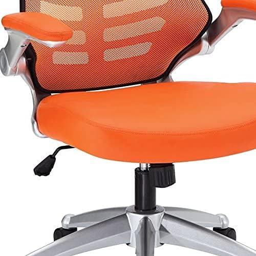 Modway EEI-210-ORA Attainment Mesh Back and Vinyl Seat Modern Office Chair in Orange 26.5"L x 26.5"W x 39.5-43.5"H