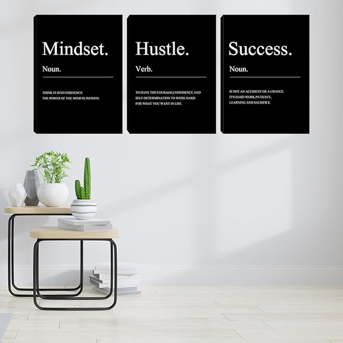 Large Motivational Office Wall Decor Mindset Canvas Wall Art Hustle Posters Prints Entrepreneur Success Paintings Picture Artwork Inspirational Home Bedroom Living Room Decorations(72" Wx36 H)