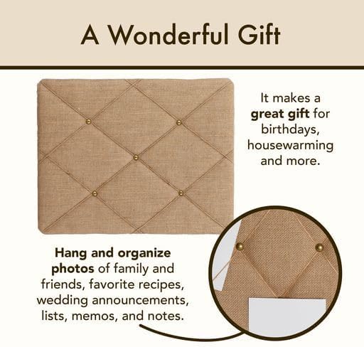 Burlap Covered with Criss-Cross Twine Bulletin Picture & Memo Board, 19.75 x 15.75