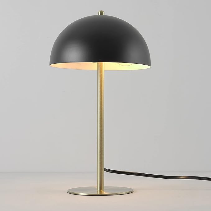 Globe Electric 52938 Luna 15" Desk Lamp, Matte Black, Matte Brass Accents, in-Line On/Off Rocker Switch