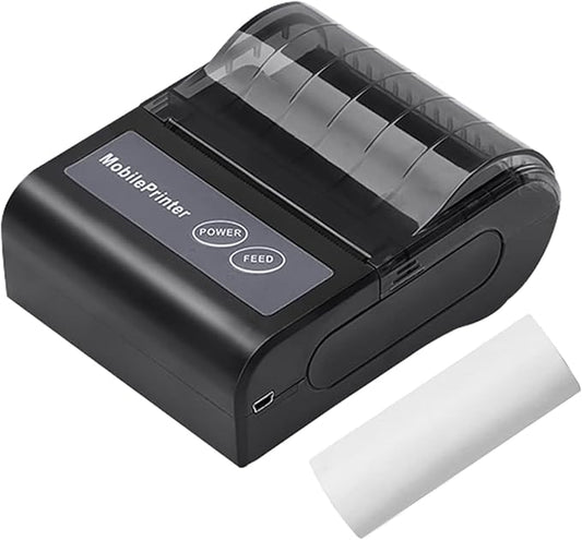 Portable BT 80mm Thermal Receipt Printer Mini Bill POS Mobile Printer with Reable Battery Port ESC/POS Compatible with Android iOS Windows for Restaurant ermarket Kitchen Office