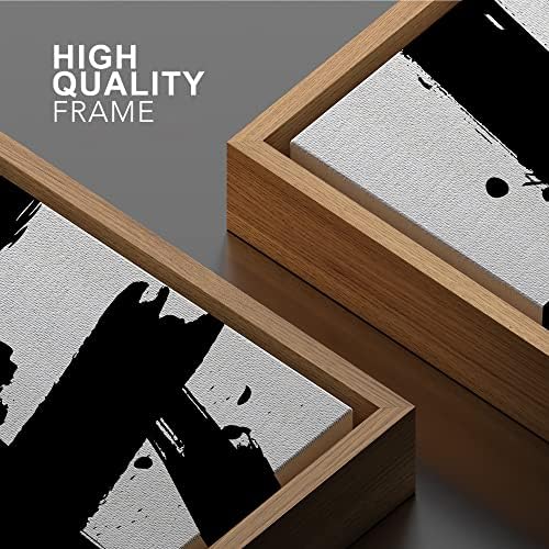 SIGNWIN Framed Canvas Print Wall Art Black Ink Paint Stroke Grid Landscape Abstract Shapes Illustrations Modern Art Minimal Relax/Calm Multicolor for Living Room, Bedroom, Office - 24"x36" Natural