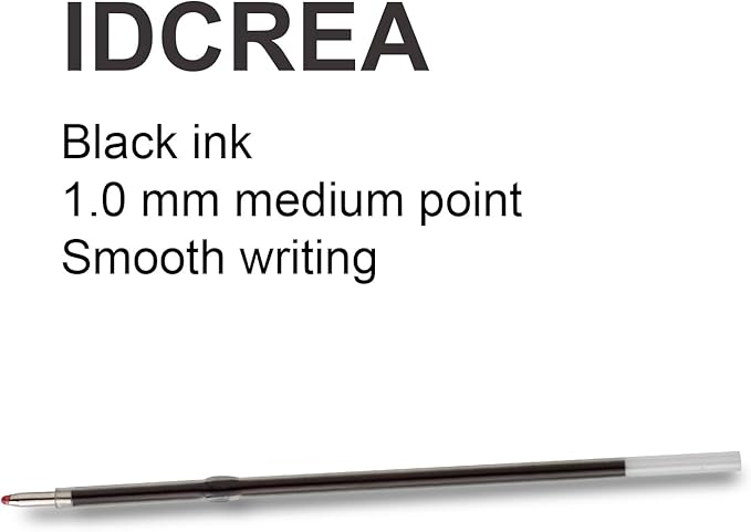 Ballpoint Pen Refills, Retractable, Length107 mm, 1.0 mm Medium Point, 100 Pack