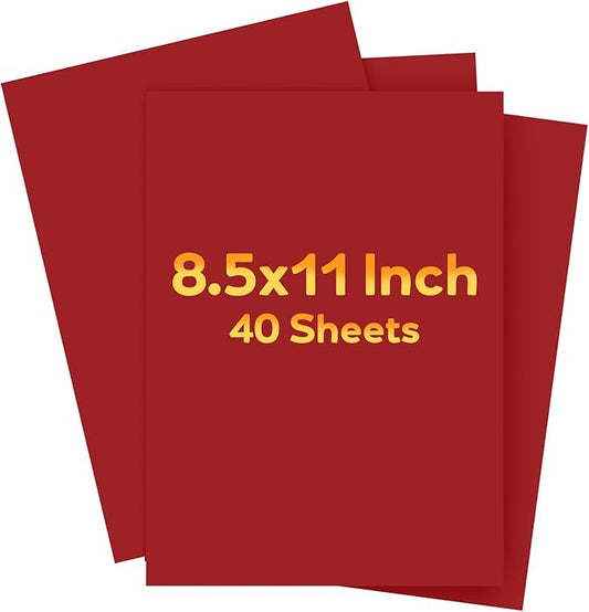 Red Cardstock 8.5" x 11 ", Cardstock Paper, 40 Sheets Red Card Stock, Heavy Card Stock for Invitations, Art, Drawing, Menu, DIY Card, Tags, Crafts Certificates, School, Office Printing