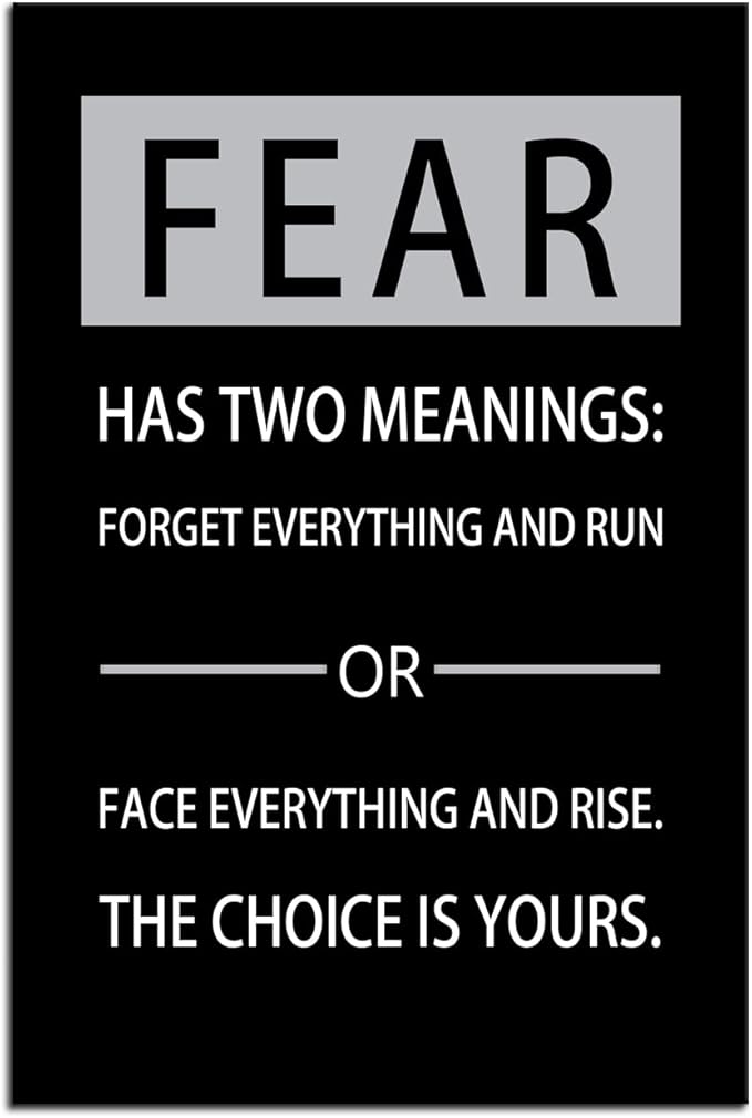 Fear Has Two Meanings Motivational Wall Art Printed Pictures Canvas Inspirational Entrepreneur Quotes Pictures Posters Home Decor Painting Frame for Living Room Office Ready to Hang [12''W x 18''H]