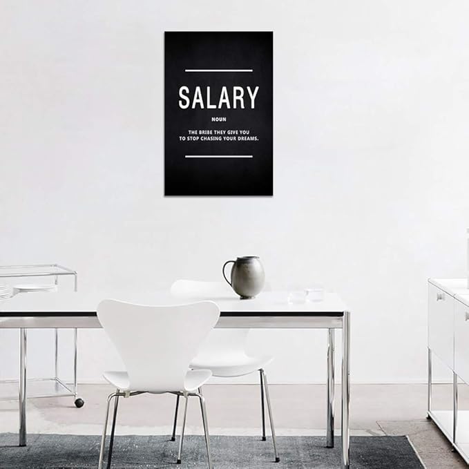Motivational Wall Art Salary Noun Inspirational Entrepreneur Quotes Canvas Painting Inspiration Motivation Posters Prints Artwork Home Office Decor Framed Ready to Hang (24”Wx36”H)