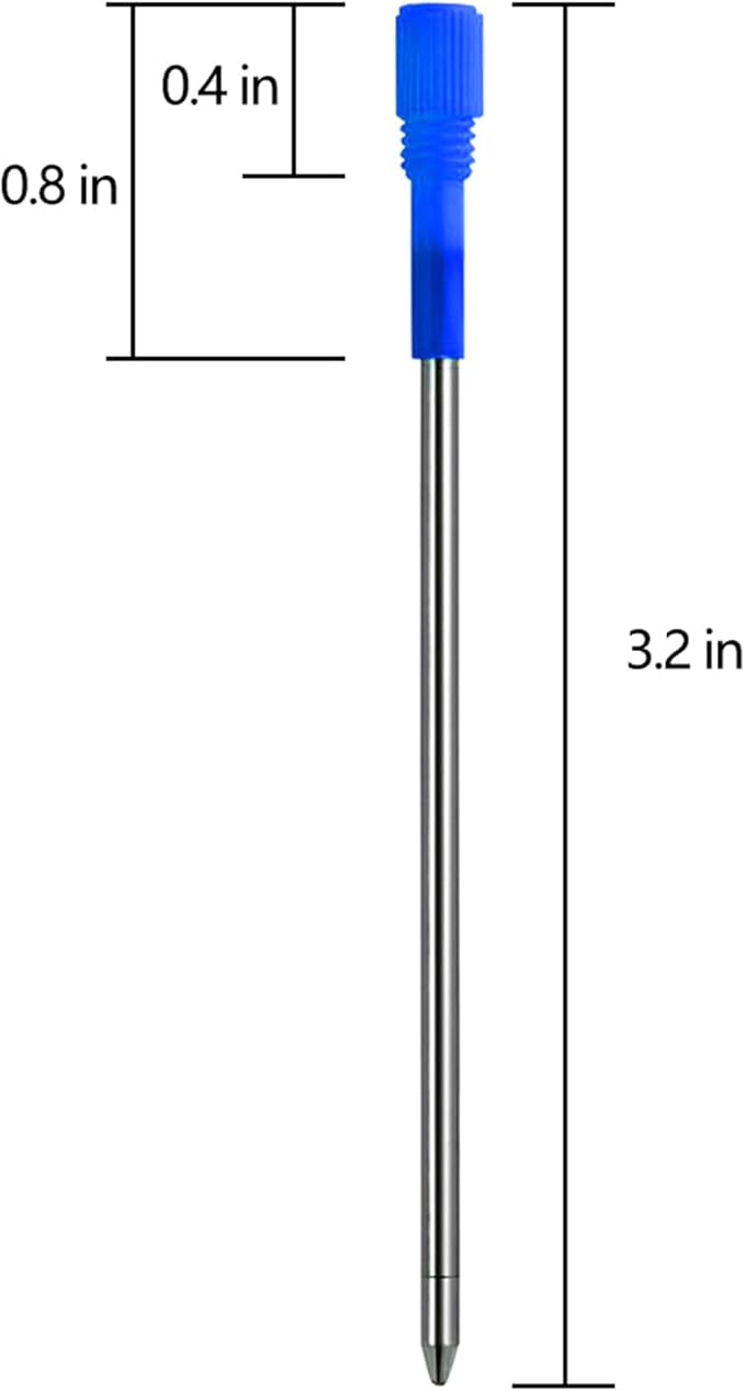 DunBong Metal Pen D1 Refills, Ballpoint Pen Refill, Blue Ink, Crystal Diamond Pen Refil Replacement Ink,3.2 inch, Pack of 5 (Blue)