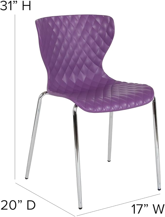 Flash Furniture Lowell Contemporary Design Purple Plastic Stack Chair