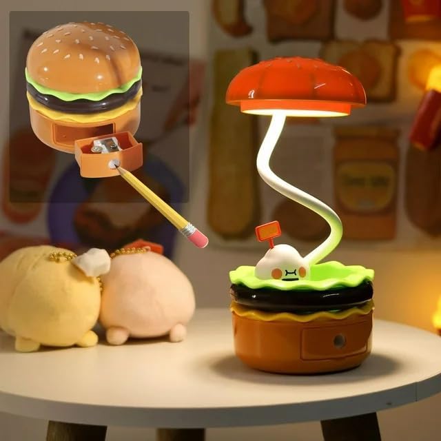 CHANLAOSAN Cute Desk Lamp,Table lamp,Night Lights,Hamburger Small Night lamp,Desk Accessories, Room Decor for Boys Girls Gifts