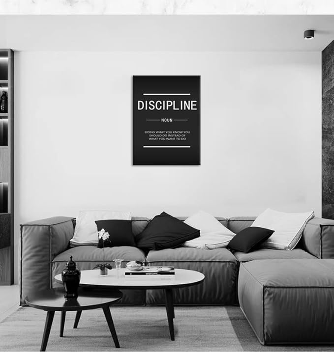 Inspirational Canvas Wall Art Motivational Painting Discipline Noun Pictures Inspiring Entrepreneur Quote Posters Prints Artwork Bedroom Office Wall Decor Framed Ready to Hang[30" W X 40" H]
