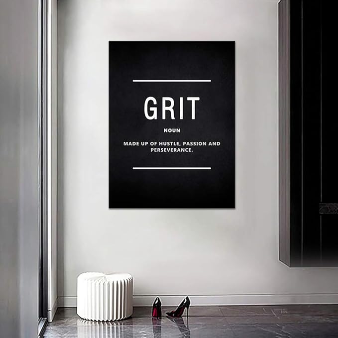 Yatsen Bridge Motivational Wall Art Pictures Inspirational Posters Prints on Canvas Grit Noun Inspiring Entrepreneur Quotes Office Painting Artwork Home Office Decor for Teens Framed (28”Wx44”H)