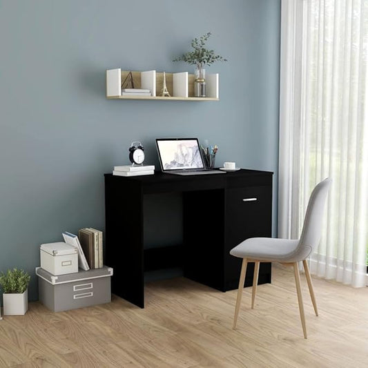 Desk,Home Office Computer Desk with Storage & Spacious Desktop, Writing Study Desk Laptop Desk for Bedroom Black 39.4"x19.7"x29.9" Chipboard