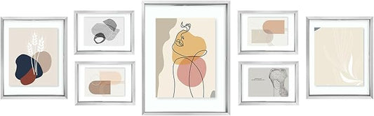 Golden State Art Silver Floating Picture Frame for 11X14, 2-8X10, 4-5X7 Photos, Metal, Modern or Contemporary, Wall Mount