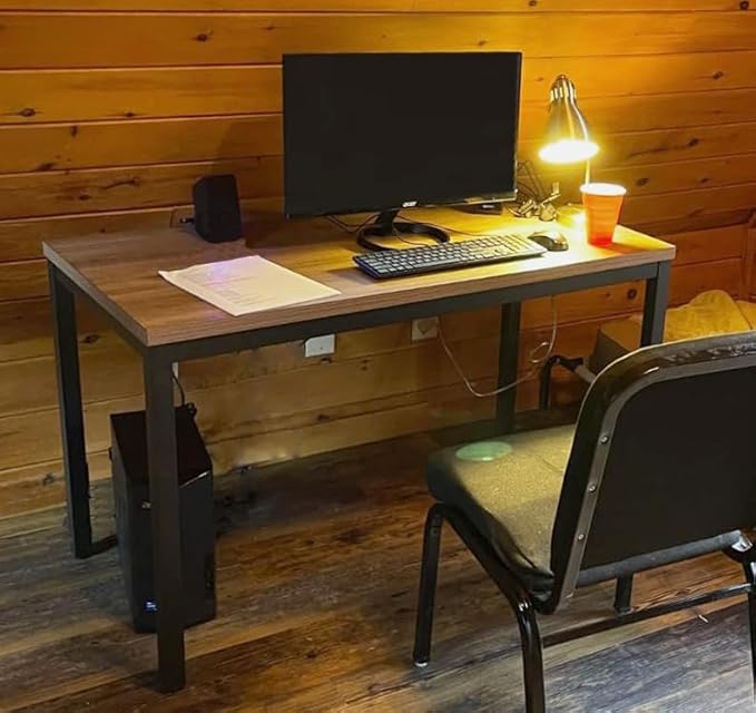 55 × 24 inches Desk, Sturdy Metal Frame Computer Desk, Spacious Office Desk & Writing Desk with Easy Assembly, Durable Workstation for Home Office