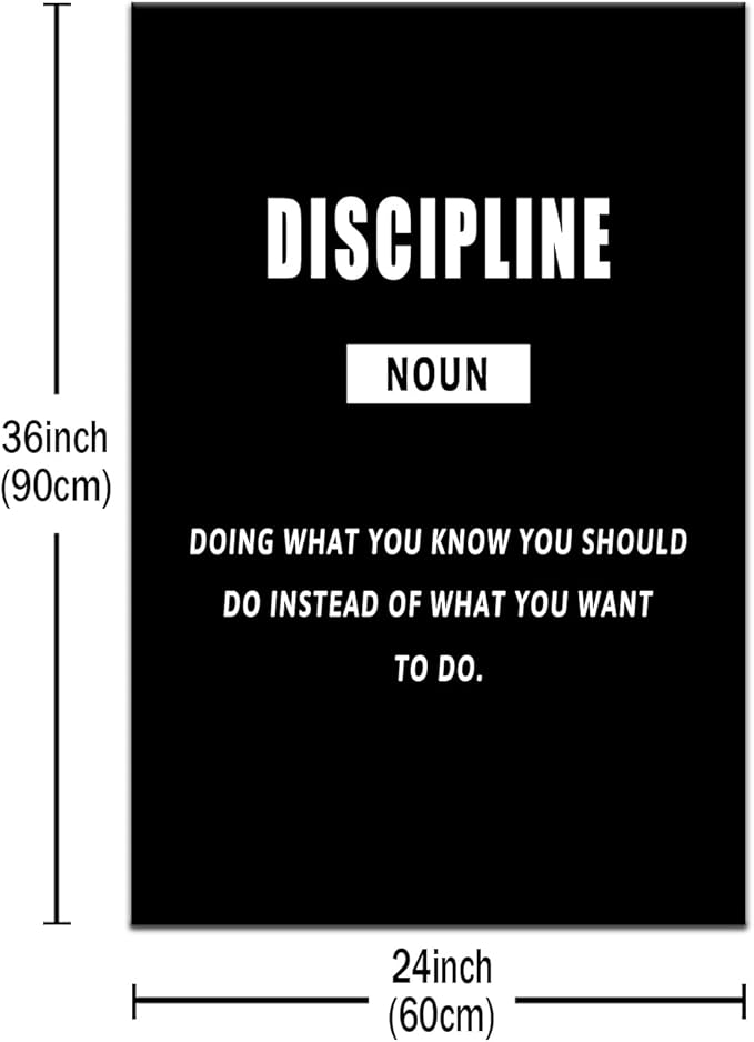 Discipline Inspirational Quotes Wall Art Motivational Poster Print Modern Artwork Positive Entrepreneur Quotes Picture for Office Classroom Gym Home Framed Ready to Hang [24''Wx36''H]
