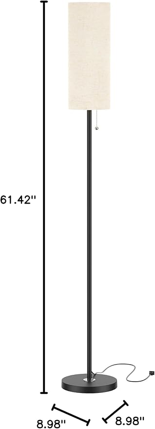 Floor Lamp for Living Room, 3 Color Temperature Modern Standing Lamps, Minimalist Pole Lamp Tall Lamps for Bedroom Living Room Office,Black