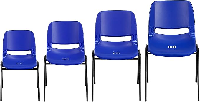 Flash Furniture HERCULES Series 661 lb. Capacity Navy Ergonomic Shell Stack Chair with Black Frame and 16'' Seat Height