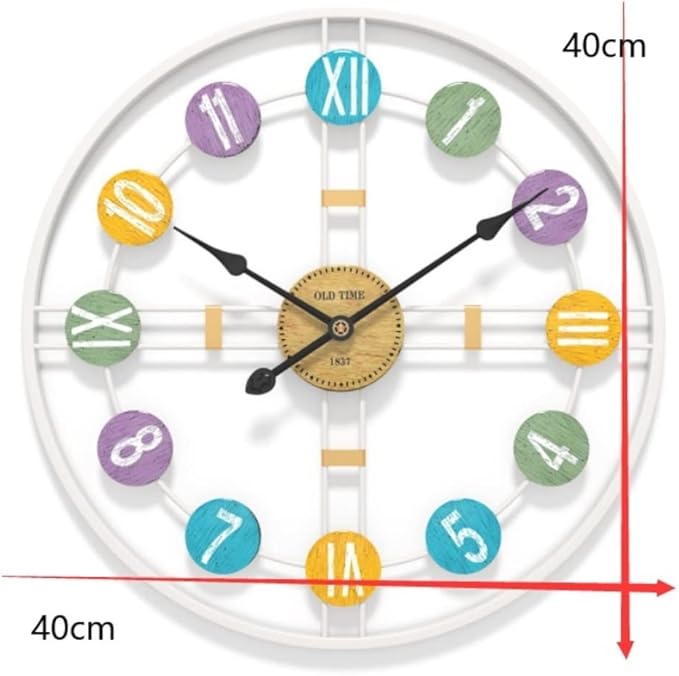 Wall Clock Wall Clock Wall Clock Metal Wall Clock Silent Wall Clock Easy to Read No Ticking Sound Suitable for Living Room Office Home Decoration Clock (C 40 * 40cm)
