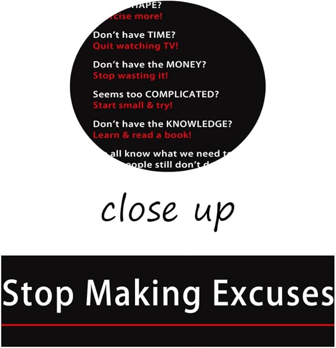 Motivational Stop Making Excuses Team Poster Inspirational Canvas Wall Art Inspiring Picture Prints Painting Artwork for Office Living Room Home Wall Decor Wood Framed Ready to Hang[24''W x 36''H]