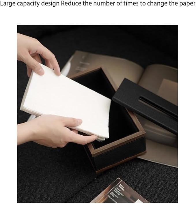Stylish Tissue Box Walnut Tissue Box High-End Tissue Box Cover and Rectangular Tissue Box Holder for Bathroom Kitchen Office Desk Dressers Modern Tissue Box (Color : Gray) (White)