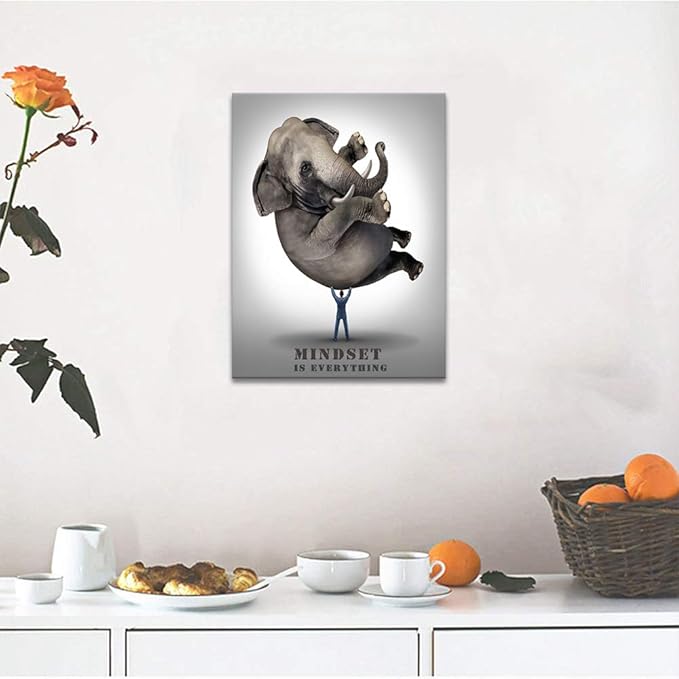 Mindset Is Everything Inspirational Canvas Wall Art Entrepreneur Quote Poster Print Positive Affirmation Motivational Office Wall Decor Leadership and Business for Bedroom Frame Easy to Hang-18"Wx24"H