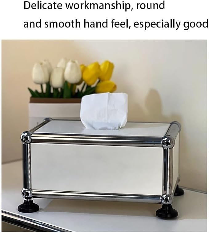 Stylish Tissue Box Stainless Steel Tissue Box Napkin Tissue Box Holder and Rectangle Tissue Organizer for Kitchen Office Room Home Decor Modern Tissue Box (Color : Blue) (Blue)