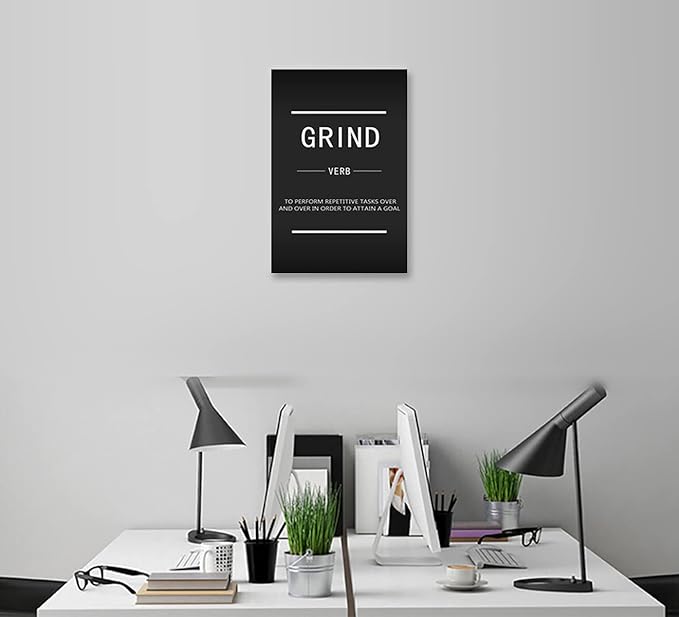 Modern Motivational Canvas Wall Art Grind Verb Inspiring Poster Prints Inspiring Quotes Posters for Entrepreneurs Home Decor Office Home Art Frames Ready to Hang[24''W x 36''H]